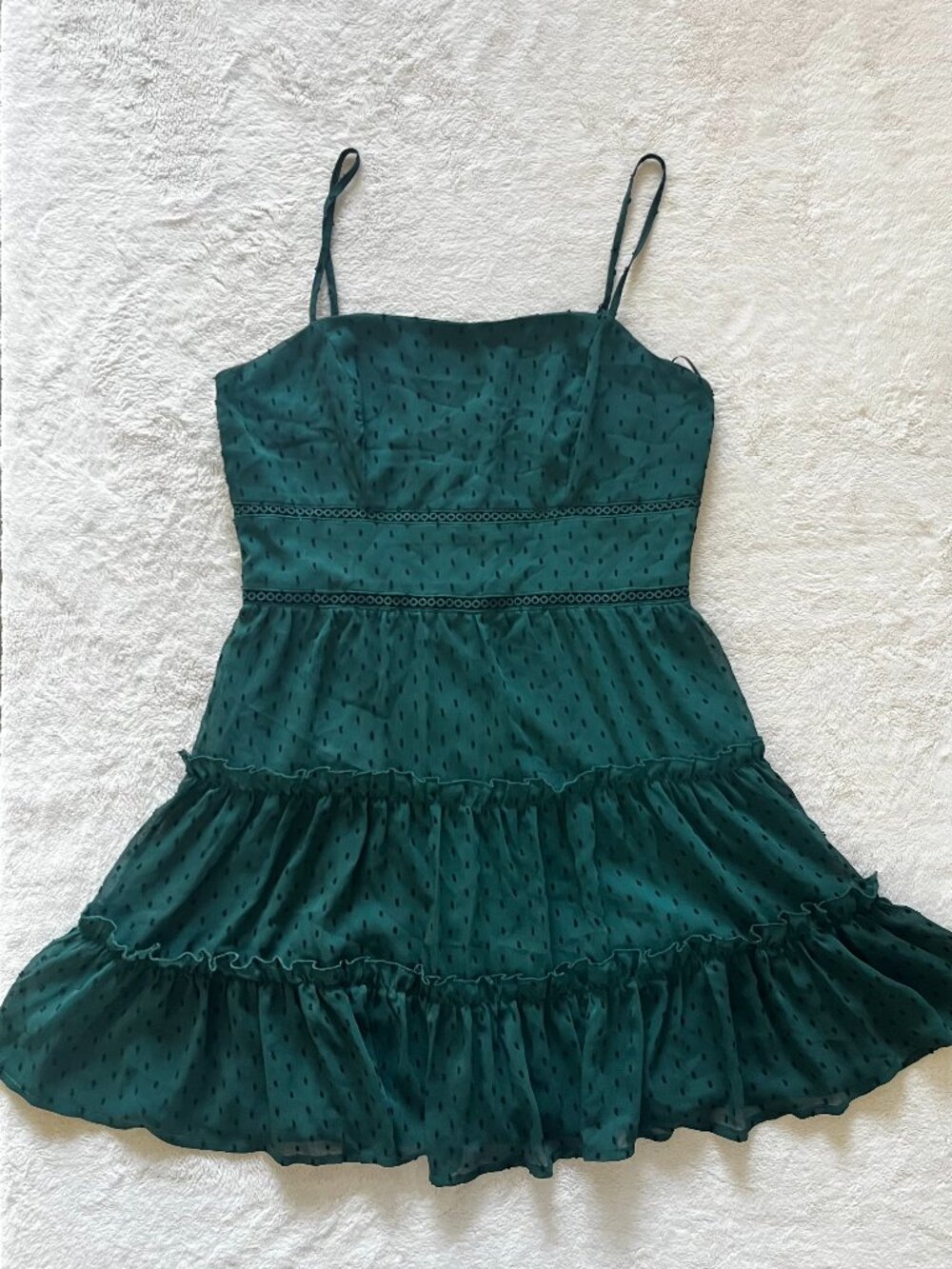 Francesca’s Emerald Green Polka Dot Skater Mini Dress - M